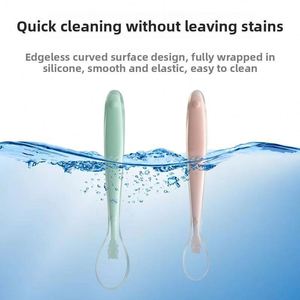 Cuillères en silicone personnalisées sans BPA de qualité alimentaire pour enfants, cuillère à tête souple pour l'apprentissage de l'alimentation, motif varié, débit variable - Product Image 4