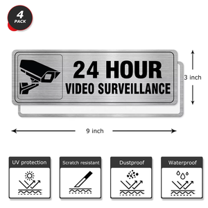 Letrero Impermeable de Aluminio con Precio de Fábrica Securun, Videovigilancia las 24 Horas, Resistente a la Oxidación, Accesorios para Puertas y Ventanas de Escuelas y Oficinas - Product Image 3