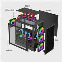 Boîtier de PC de jeu M8 avec grille latérale, support de panneau supérieur, refroidissement liquide 240 mm, Micro ATX, vertical, pour bureau et jeux