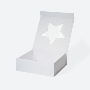 Caja de Regalo Navideña de Lujo con Ventana en Forma de Estrella, Caja Magnética Plegable para Empacar Chocolates y Pequeños Regalos - Product Image 1