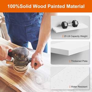 Lot de 3 étagères flottantes modernes en bois blanc de 24 pouces, ensemble mural pour salle de bain, <span class=keywords><strong>cuisine</strong></span>, <span class=keywords><strong>salon</strong></span> - Product Image 4