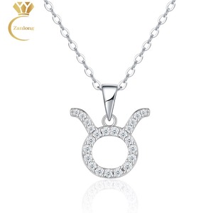 Collana con 12 Segni Zodiacali, Regalo per Donne, Accessori Toro, Gioielli Raffinati, Moissanite, Argento Sterling 925, Collana con Ciondolo in Pietra Preziosa - Product Image 1