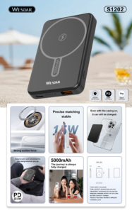 Bán Buôn Siêu Mỏng 5000MAh Ngân Hàng Điện Sạc Không Dây Nhỏ Thiết Kế Từ Tính 20W Đầu Ra Cho Điện Thoại Android Xu Hướng Sản Phẩm - Product Image 2