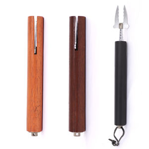 Tenedor telescópico de acero inoxidable UPSILON de grado alimenticio con mango de madera para barbacoa, camping, fiestas al aire libre - Product Image 2