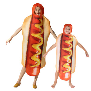Ecowalson Adultos Niños Divertido 3D Imprimir Comida Salchicha Hot Dog <span class=keywords><strong>Disfraces</strong></span> Halloween Hombres Mujeres <span class=keywords><strong>Familia</strong></span> One Piece Pizza Disfraz Carnaval - Product Image 1