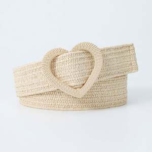 Cinturón Elástico de Verano para Mujer, de 4 cm, de Alta Calidad, Tejido de PP, con Hebilla Decorativa en Forma de Corazón, Ancho - Product Image 6