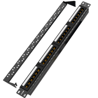 Panel Patch CAT6 Berkualitas Tinggi 24 Port Jaringan UTP 1U 19 Inci Hitam TIA568A/B SPCC 1.0mm/1.2mm RJ45 U-KCOM APP-C6U