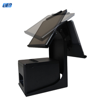 Support de tablette de point de vente de luxe PS-20B pour hôtel, borne d'auto-enregistrement avec imprimante, kiosque iPad en métal pour complexe hôtelier avec câble dissimulé et rotation à 90 degrés