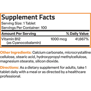 Compresse Vegane di Vitamina <span class=keywords><strong>B12</strong></span> a Rilascio Prolungato di Alta Qualità - Formula Personalizzata per il Supporto della Salute Cerebrale - Product Image 5