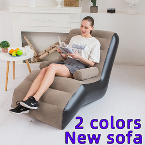 Precio de fábrica en forma de S flocado impermeable sofá de un solo golpe portátil al aire libre playa aire sofá cama para sala de estar para dormir - Product Image 4