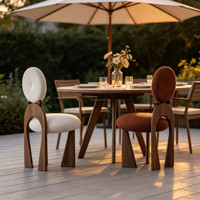 Chaises de loisirs de haute qualité avec structure en bois massif, coussin personnalisé, ensemble de chaises de salle à manger pour patio, jardin, restaurant, hôtel, mobilier