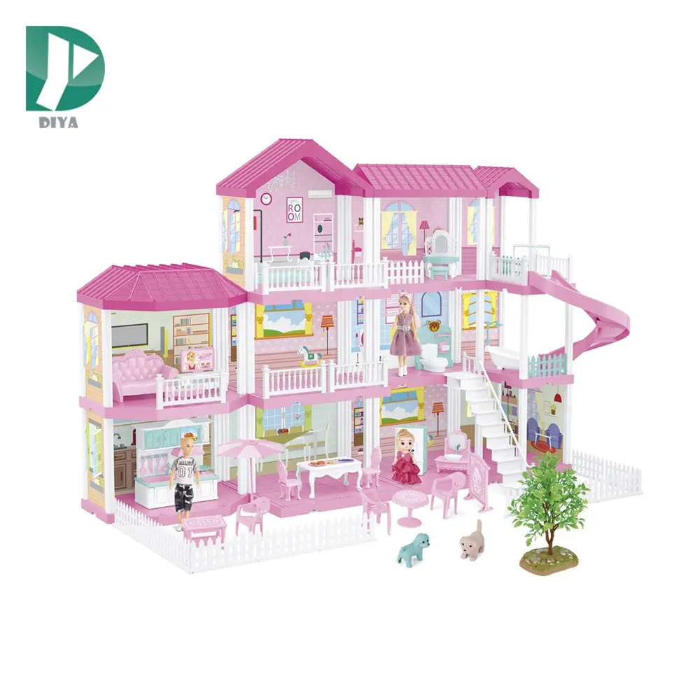 DIY plastic villa toy assemble the house shape as you want kids dream doll house