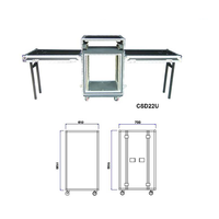 Estuche de Transporte para Amplificador de Aluminio de 22U, Simple, Portátil, con 2 Tapas de Mesa, Resistente al Agua, a los Golpes y al Polvo