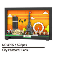 Wange 4925 Cartes postales de la ville de Paris, modèle de briques personnalisées, ensemble de blocs de construction pour enfants, jouet de collection en plastique, vente en gros