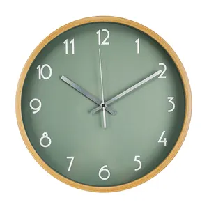 Deep Green Color Design Size 12 Inch Clock Modern Home Decor Livingroom Wooden Quartz Wall Clock