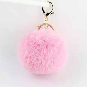 Porte-clés Pompon Coloré en Fausse Fourrure de Lapin, Anneau de Clé de Voiture en Peluche Douce, Breloque de Sac à Main - Product Image 3
