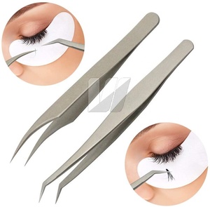 Pince à épiler japonaise en acier inoxydable de très haute qualité avec logo personnalisé pince à épiler à volume incurvé avec pointe en fibre pointue - Product Image 4