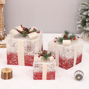 Juego de Cajas de Regalo Navideñas Bai Yang, 3 Piezas, Decoración Roja y Blanca Envuelta en Hilo de Seda para Decoraciones Navideñas - Product Image 1