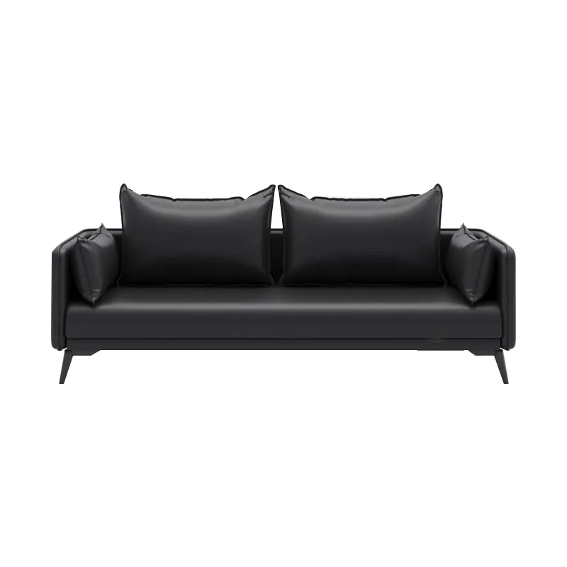 Sofa kantor kualitas tinggi Italia Modern kulit sintetis hitam eksekutif Set Sofa furnitur kantor