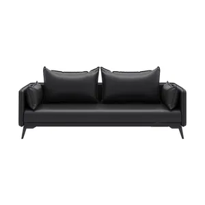 High Quality Cheap Italy Modern Black Synthetic Leather Executive Office Sofa Set Office Furniture Sofa