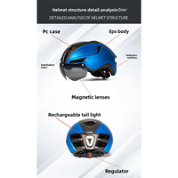 Casque de skate LED aérodynamique certifié CPSC PC EPS HT-29 L (57-62CM) avec éclairage USB et pare-vent pour le cyclisme en montagne et sur route