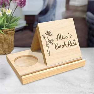 ที่วางหนังสือไม้เนื้อแข็งรูปสามเหลี่ยมพร้อมฐานถ้วย ดีไซน์เรียบง่ายสำหรับขาตั้งอ่านหนังสือสำหรับผู้ใหญ่ใช้ในบ้านและสำนักงาน - Product Image 4
