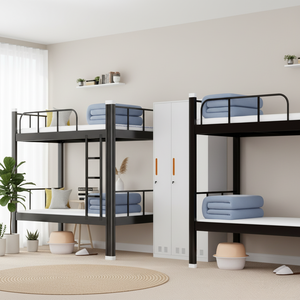 <span class=keywords><strong>Lit</strong></span> superposé double en métal moderne réglable, robuste, gain de place, design à pieds hauts pour école, hôtel, appartement, atelier - Product Image 3