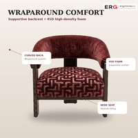 Fauteuil moderne en bois massif chinois avec revêtement en jacquard chenille pour salon, bureau et salle de séjour