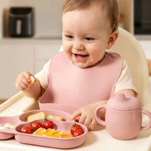 실리콘 젖꼭지 아이 식당 아기 음식 접시 아기 그릇 흡입 아기 수유 세트 - Product Image 5