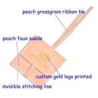 Pochette à bijoux en velours suédé rose pêche de luxe, imprimée sur mesure, avec insert pour collier