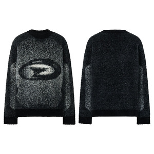 YPY personnalisé hiver Streak Jacquard marque lettre Jacquard Logo col rond pull en tricot pull d'hiver pour hommes fabricants - Product Image 5