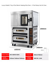 Machine à pain combinée : Four rotatif à air chaud 5 plateaux et four électrique de luxe à 2 niveaux et 4 plaques chauffantes pour boulangerie