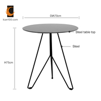 Nouvelle conception de tables rondes centrales, table en acier centrale, meubles de salon, table basse en fil métallique, table à café noire
