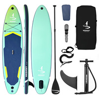 Planche de paddle verticale gonflable avec aileron simple, structure à double couture et coussinet antidérapant