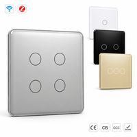 Interrupteur intelligent WiFi Zigbee 4 gangues, panneau en verre incurvé, 20A, double pôle, norme EU/UK, interrupteur mural tactile, compatible Alexa, Google Home, Tuya