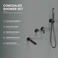 Set Keran Shower Klasik Terpasang di Dinding, Set Shower Head Antik Kuningan, Robinetterie De Bain Et De Douche