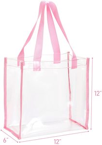 <span class=keywords><strong>Frienda</strong></span>-bolsas transparentes de vinilo de PVC para la escuela, bolsos grandes personalizados para ir de compras y transparentes, trabajar y deportes, 12x12x6, paquete de 3 uds. - Product Image 2
