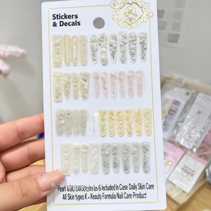 Pearl Gold <b>Nail</b> Stickers <b>Decals</b> 6 Types Included In Case Daily Skin Care All Skin Types K Beauty Formula <b>Nail</b> Care Product - Product Image 3