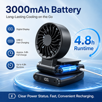 Ventilateur portable à clipser sur la ceinture, rechargeable, mini ventilateur personnel avec technologie de refroidissement par glace pour les voyages en plein air et le camping