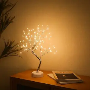 108LED ağaç modelleme işık peri işık pil usb yapay beyaz gümüş dalları bakır tel lamba peri işık ruh ağacı