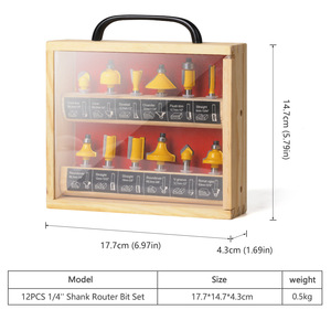 12 cái bằng gỗ <span class=keywords><strong>Router</strong></span> <span class=keywords><strong>bits</strong></span> <span class=keywords><strong>1</strong></span>/<span class=keywords><strong>4</strong></span> xử lý cắt tỉa Máy Vòng dao chamfering dao khía dao - Product Image 2