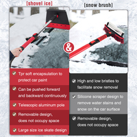 Kit de brosse à neige détachable, balai à neige et grattoir à glace, ensemble de déneigement d'urgence pour voiture, camping, jardin, activités de plein air