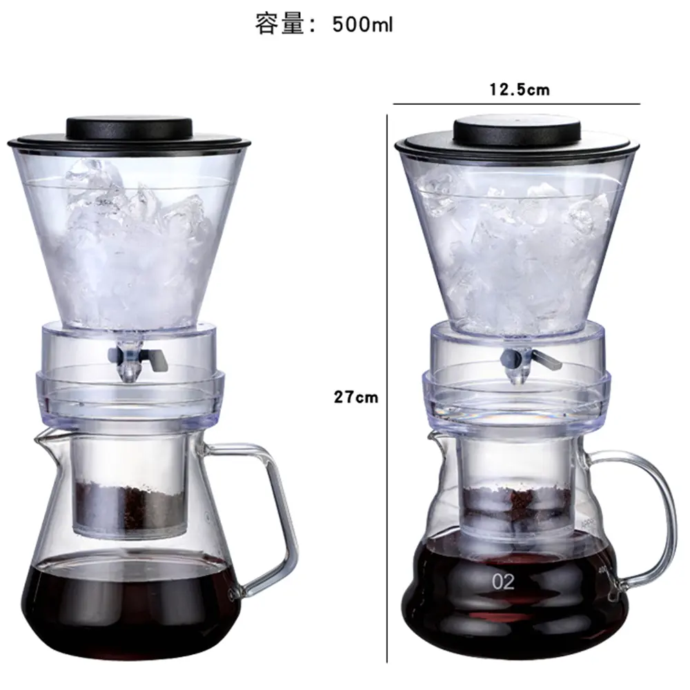 Cafeteira com filtro de vidro q gotejamento, máquina de café espresso cozinha com coador frio