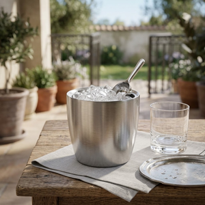 Seau à glace en acier inoxydable à double paroi, vente en gros d'usine, refroidisseur de bouteilles de vin portable - Product Image 1