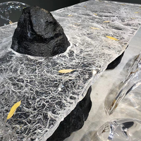 Table de luxe en résine de cristal transparente à effet vague d'eau, table haute Casa