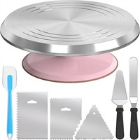 Ensemble de 7 douilles de décoration en alliage d'aluminium, support rotatif rose de 12 pouces, spatules et racloirs, non toxiques, résistants à la chaleur, écologiques, manuels