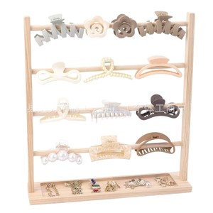 Wooden Jewelry Display Rack 5 Tier <b>Desktop</b> Storage For Hair Clips Necklaces Bracelets Headbands Organizer - Product Image 2