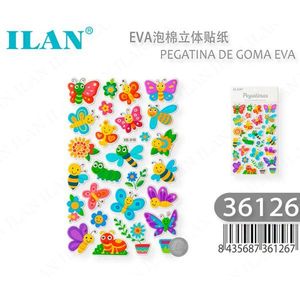 Adesivi 3D in schiuma EVA di Ilaan, insetti e fiori colorati per lavori manuali per bambini - Product Image 1