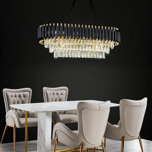 Candelabro negro de lujo para sala de estar con iluminación colgante de techo alto de proveedor dorado con cristal - Product Image 4