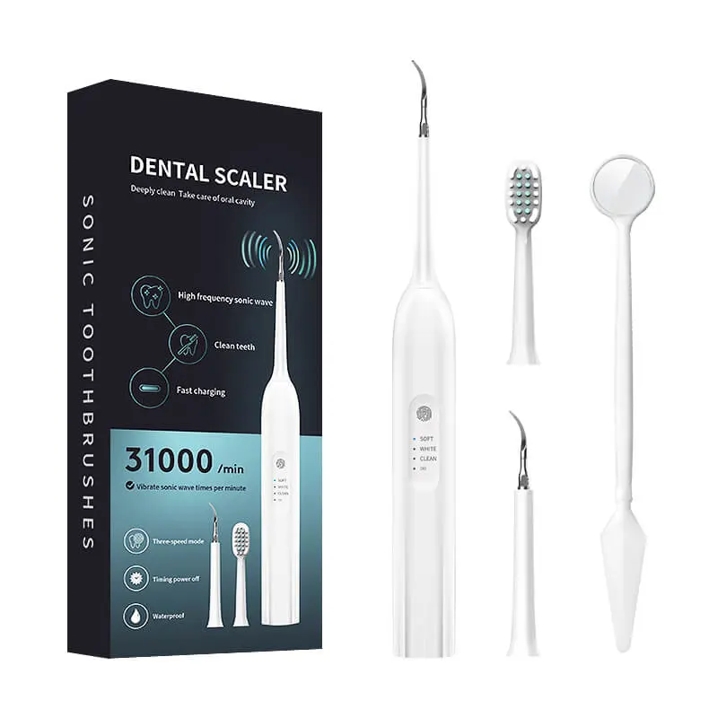 Detergente per denti ad ultrasuoni basso calcolo dei denti rimozione della placca Kit per l'igiene orale con testina dello spazzolino Sonic Electric Dental Scaler
